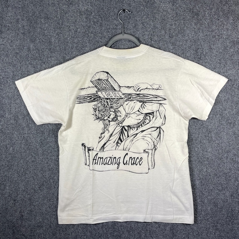 Vintage 1990s "Amazing Grace" INRI Graphic T-Shirt White/Cream Size Medium-Large